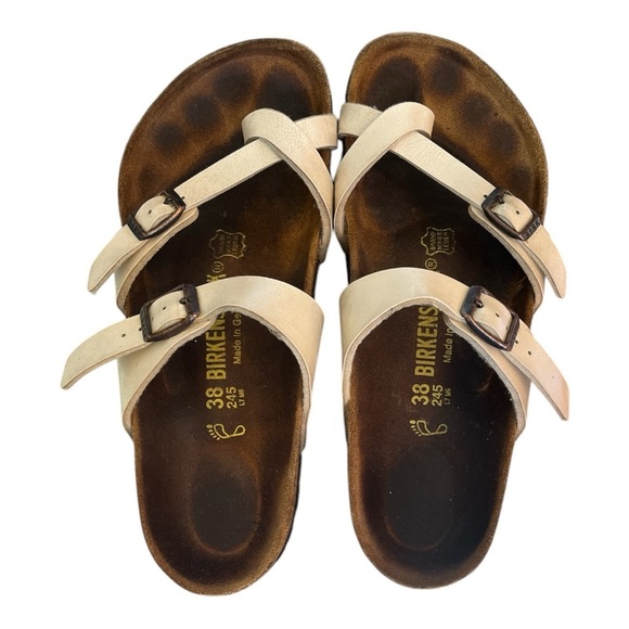 Birkenstock Cream and Brown Adjustable Sandals - Picture 1 of 13
